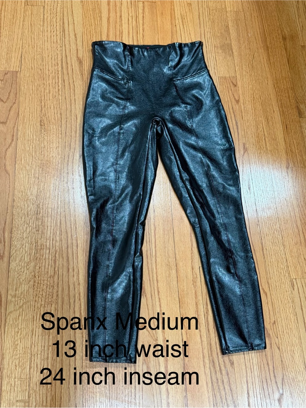SPANX Shiny Faux Leather High-Waist Leggings - Black Medium